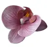 Flor de Falenopsis Individual Simulada 3D de Alta Gama PU Dorado Púrpura DIY Accesorios para Pared de Flores de una Sola Cabeza Material Floral Flor Artificial