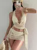 2027 Nuevo Bikini de Dos Piezas de Comercio Exterior Europeo y Americano Transfronterizo Traje de Baño Sexy Color Sólido Multicolor Set de Playa Ropa de Baño