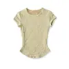 AP26098-26 Camiseta Pulôver Manga Curta Gola Redonda Bainha Curva Estilo Coreano Estilo Puro Desejo Renda