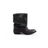Botas de Tornozelo Empilhadas Amassadas com Rebites e Salto Grosso Retrô para Mulheres 2026 Novas Botas de Cavaleiro Western Bico Fino Botas para Calça