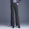 Pantalones de Lana a Cuadros Estilosos con Plus-Terciopelo para Mujer 2026 Otoño/Invierno Nuevos Pantalones Casuales Sueltos Adelgazantes con Caída Pantalones Largos