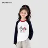 Roupa Infantil Camiseta de Manga Raglan 2026 Nova Coleção de Primavera Elegante Manga Longa para Meninas Roupa da Moda para Primavera e Outono para Crianças Mais Velhas