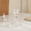 Suporte de Vela de Bastão de Cera de Vidro Transparente Estilo Nórdico Ins Retrô Simples Decoração de Jantar à Luz de Velas para Casa Ornamento