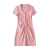 Estilo deseo puro cuello polo diseño adelgazante sentido de diseño nicho verano línea A vestido de chica popular moda femenina