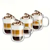Taza de Vidrio Aislada de Doble Capa con Asa Resistente al Calor para Leche, Café, Té, Taza para Bebidas Calientes, Taza Doméstica de Vidrio de Borosilicato Alto