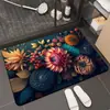 Novo Tapete de Chão de Terra de Diatomáceas Floral da Ozone para Uso Doméstico, Tapete de Porta Resistente a Manchas e Desgaste, Tapete de Pé para Banheiro Absorvente de Água, Antiderrapante, Secagem Rápida