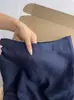 ¡Recomendado por Seres Queridos! Falda de Lino Azul Marino Estilo Old Money para Mujer Verano Ligera y Transpirable Cintura Alta Falda de Cola de Pez Línea A