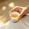 Moxi Flor Azul Pez Luchando Hielo de Jade Porcelana Cerámica Hogar Juego de Té Taza Pequeña Juego de Té Kung Fu Taza de Degustación