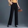 Calça de Veludo Chenille Elegante de Perna Larga para Mulheres, Novo Estilo Outono/Inverno 2026, Caimento Solto, Emagrecimento, Calça Casual Reta com Caimento
