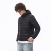 Jaqueta de Penas com Capuz Canelada de Inverno Masculina Marca da Moda Atmosférica Solta Versátil Jaqueta de Algodão Leve Quente Toque de Luxo Roupa Exterior