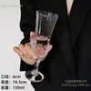 Estilo Ins Restaurante de Celebridad de Internet Vidrio Tallado en Relieve Diamante Retro Alto Valor de Color Copa de Champán de Pie Alto Copa para Beber Jugo