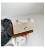 Bolsa de palha feminina moderna, pequena, estilo ocidental, corrente, pequena bolsa quadrada, primavera 2024, nova bolsa transversal portátil Mori