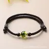 Pulseira de cordão vermelho tecida à mão com cristal de obsidiana, conta da sorte, unissex, corda de mão ajustável, joia