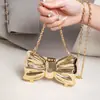 Mini Vestido Bolso de Mano 2025 Estilo Ins Europeo y Americano Chica Cadena Lazo Bolso de Noche Bolso Cruzado Un Hombro Bolso Cuadrado Pequeño