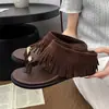 Sandalias chanclas bohemias con borlas, sin cordones, suela gruesa para mujer, calzado de verano para exteriores 2026, sandalias de dedo con cuña de tacón medio