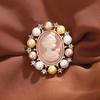 Estilo Nuevo Europeo y Americano Victoriano Repujado Cabeza de Belleza Broche de Perlas Ramillete Hebilla de Pin para Abrigo Accesorio Vintage Vestido
