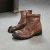Jie Zhou 2026 Otoño Nueva Llegada Capa Interior y Exterior Primera Capa Piel de Vaca Botines Cortos Arrugados Retro Estilo Occidental Botas Martin Versátiles Zapatos para Mujer