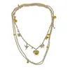 Collar Largo con Colgante de Corazón Estilo Mid-Century Transfronterizo Europeo y Americano para Mujer, Cadena de Suéter Multicapa de Lujo Ligero Retro de Gama Alta