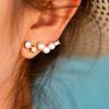 B227 Corea del Sur joyería perla diamante estrella de cinco puntas personalidad simple aretes de botón aretes elegantes de fila de oreja japoneses y coreanos aretes