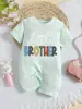 Mono de Bebé Estilo Nuevo, Algodón Puro, Manga Corta de Verano, Mameluco Lindo con Letras, Bebé Recién Nacido Niño y Niña, Salida Casual