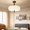 Luminária de Teto para Quarto, Estilo Antigo, Lâmpada LED Redonda Plissada Criativa e Moderna, Luminária de Quarto Francesa Simples e Brilhante com Proteção para os Olhos