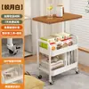 Mesa de Centro Móvil Carrito de Snacks Estilo Crema Mesa Lateral para Sala de Estar Mini Estante de Almacenamiento de Mesita de Noche Mesa