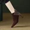 Botines de Tobillo de Tacón Alto de Moda Mate con Temperamento Retro para Mujer 2026 Otoño/Invierno Nuevos Botines Cortos de Tacón Grueso con Punta Moda