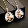 Cobre europeo y americano moissanita hip-hop redondo foto colgante personalizado personalizado pareja retrato familiar marco de fotos collar joyería al por mayor