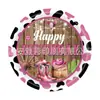 Venta Caliente Transfronteriza Rosa Decoración de Fiesta Vaquera Occidental Suministros Escenario de Fiesta de Cumpleaños para Niñas Diseño Servilleta Mantel