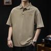Camisa Polo Pesada Estilo Americano 2024 Nova Camiseta de manga curta masculina verão plus size Moda masculina da marca da moda