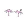Super Flash Huazi Diamante 8mm Cuadrado Grueso Copo de Nieve Corazón Clavo para Hueso de la Oreja Colección Acero de Titanio Base Plana Aguja con Rosca para Soportar Perforación de Oreja