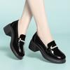 Zapatos Británicos de Cuero al por Mayor para Mujer en Otoño, Zapatos Redondos de Punta Media para Mujer, Tacones Gruesos, Zapatos Planos de Boca Profunda, Mocasines de Suela Gruesa, Envío Directo
