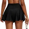 Saia Plissada de Tênis de Cintura Alta Transfronteiriça Feminina com Shorts de Segurança Anti-Exposição Secagem Rápida Saia Esportiva com Múltiplos Bolsos Saia de Yoga Fitness