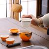 Juego de té de kung fu de cerámica portátil con taza exprés para viaje en coche, juego pequeño individual, tetera de una olla y dos tazas