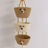 Cesta de armazenamento de parede cesta suspensa prateleira de armazenamento de dormitório artefato bolsa de parede cesta de armazenamento de parede tecida com corda de algodão cesta suspensa dorm