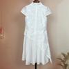 Cheongsam Infantil Tie-Dye Verano Nuevo Estilo Guangxi Yunnan Hecho a Mano Tie-Dye Seda y Lino Bordado Vestido Cheongsam Infantil