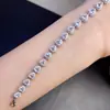 Pulseira de Água-Marinha Natural Quase Sem Falhas Fogo Completo Prata de Lei s925 Banhada a Ouro 18K