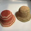 Nuevo Sombrero de Pescador Tejido a Crochet Hecho a Mano Estilo Coreano Combinación de Colores para Mujer Primavera y Verano Diseño Hueco Transpirable Versátil Casual