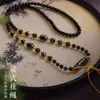 Cadena para Colgar Thangka Estilo Tíbet, Collar de Cristal con Cadena, Collar de Ágata Negra Natural con Cuenta Dzi, Cordón para Colgante al por Mayor