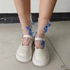 Calcetines Lolita Caídos Calcetines Japoneses de Media Pantorrilla con Lazo Calcetines para Mujer Malla Transparente Chicas Anime Calcetines Finos para Pantorrilla