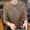 Sudadera tipo camiseta transfronteriza para hombre, manga larga, cuello redondo, jersey casual para primavera y otoño, jacquard, versátil, manga larga para hombres jóvenes y de mediana edad