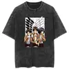 Camiseta Lavada Ataque Transfronterizo Attack on Titan Attack on Titan Merchandising de Anime Casual Algodón Verano Manga Corta