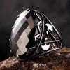 Joyería transfronteriza europea y americana patrón vintage anillo de circonita plana negra joyería al por mayor anillo índice de moda para hombre