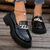 Sapatos Mocassins de Couro Pequenos Estilo Britânico, Tamanho Grande, Novos Estilos para Primavera, Inverno e Outono, Salto Grosso Fashionável, Tendência Retro