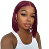 AliExpress peluca europea y americana para mujer, onda media, cabeza ondulada, color vino tinto, pelo corto liso, fibra química, seda de alta temperatura, tocado en stock
