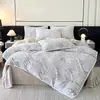 Juego de Cama Grueso Tallado de Leche y Acogedor de Cuatro Piezas para Otoño e Invierno Juego de Ropa de Cama Gruesa Cálida de Coral Fleece 3