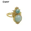 WT-R477 Diseño de borde clásico estilo europeo con patrón de doble gema Anillo de diseño ajustable de 18K Anillo de regalo para niñas