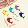 Colgante de delfín de esmalte de doble cara de acero inoxidable para pendientes, pulseras, llaveros y joyería hechos a mano para DIY