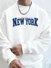 Sudadera de Bolsillo Estampada Empire State New York para Hombre Sudadera Deportiva Urbana Cuello Redondo Top Casual Ropa Básica