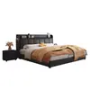 Cama de Cuero de Lujo Ligero Estilo Italiano, Cama Minimalista Moderna, Cama Grande para Dormitorio Principal de Apartamento Pequeño de 1.5m, Cama Doble, Modelo Nuevo Cama de Boda